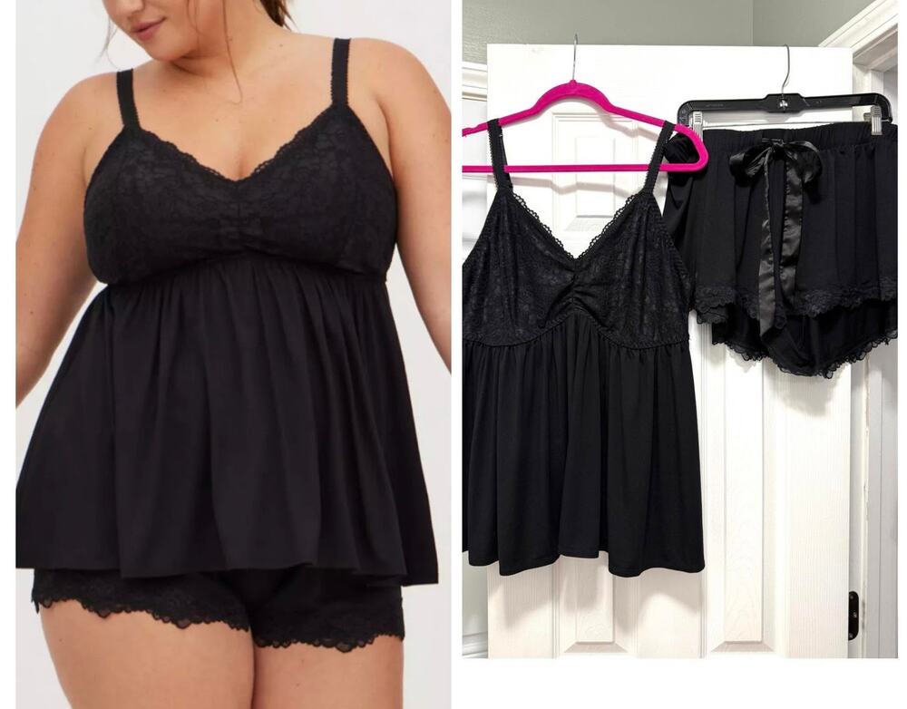 Torrid Plus Size 3 (3X) Super Soft Black Two Piece Tank Top/Shorts Pajama‎ Set